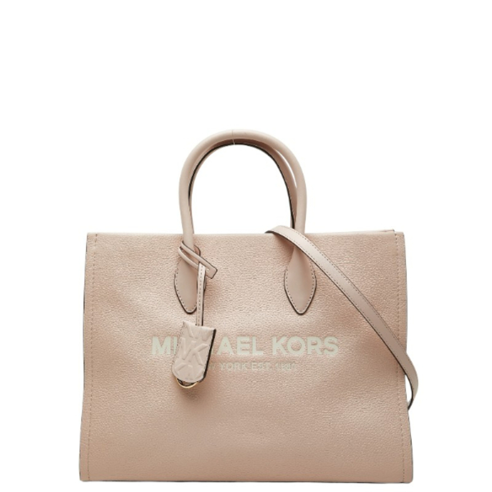Michael Kors MIRELLA EW Tote Medium Handbag Shoulder Bag 2-Way Light Pink Lea...